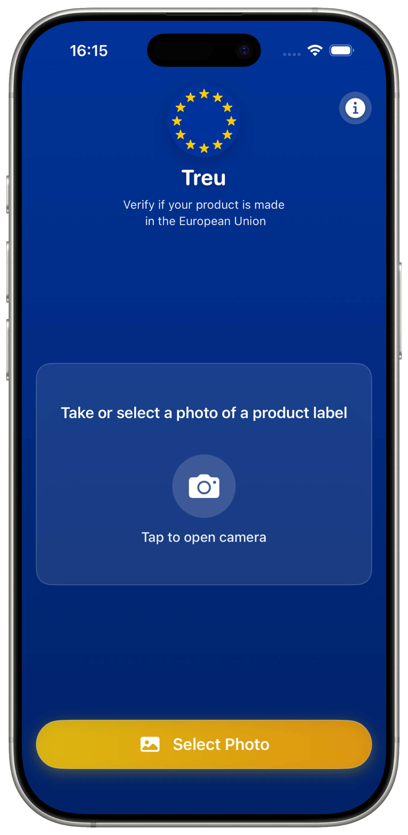 Treu iOS app - Check if products are from the EU.